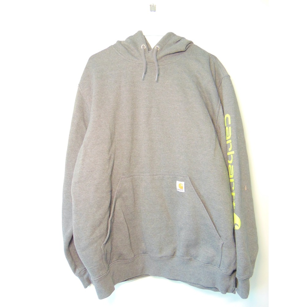 Carhartt Hoodie - Grey with lime green accents - Large